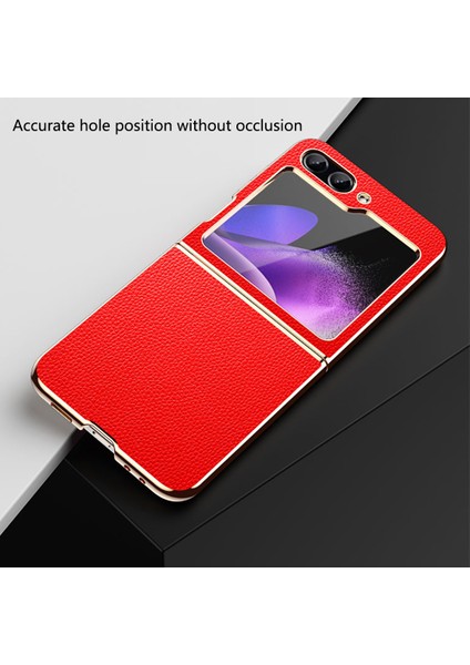 Anti-Düşen Telefon Kılıfı Için Samsung Galaxy Z Flip6 5g Kılıf Litchi Doku Deri Kaplamalı Pc Telefon Kapağı-Siyah (Yurt Dışından) modelleri