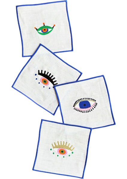 Göz Desenli Kokteyl Peçete Seti ( 4 Adet )