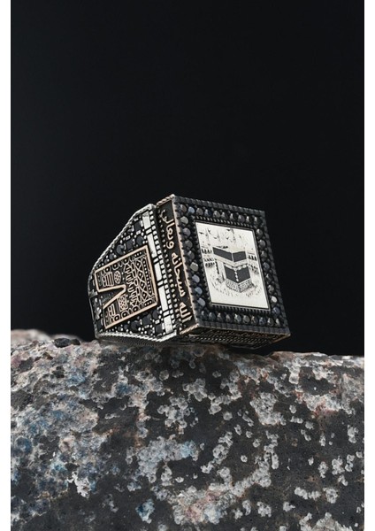 Gümüş Kâbe-I Şerif (Kabe Desenli ) 925 Ayar Gümüş Erkek Yüzüğü 901259 modelleri