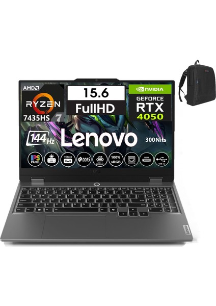 Loq 15ARP9 Amd Ryzen 7-7435HS 96GB Ddr5 512GB SSD 6GB/RTX4050 WINDOWS11PRO 15.6" 144Hz Fhd IPS Taşınabilir Bilgisayar W83JC006ATR57+WEBLEGELSINÇANTA