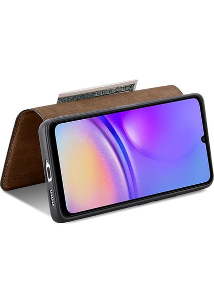 Anti-Düşen Telefon Kılıfı Için Samsung Galaxy A05 4g Kılıf Cüzdan Standı Çıkarılabilir 2'si 1 Arada Deri Telefon Kapağı-Kahverengi (Yurt Dışından)