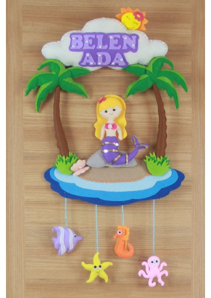 Belen Ada Isimli Deniz Kızlı Bebek Kapı Süsü