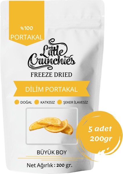 Freeze Dried Dilim Portakal - 1 Kg. - Büyük Boy - Dondurularak Kurutulmuş 5X200 Gr.