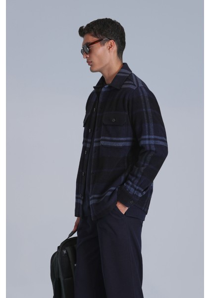 Barder Erkek Basic Gömlek Slim Fit Lacivert