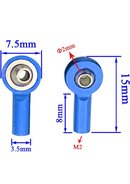 10X Bilyalı Başlı Bağlantı Çubuğu Uçları Bağlantı Bağlantısı 1/10 Rc Yedek Parçaları Mavi (Yurt Dışından) modelleri