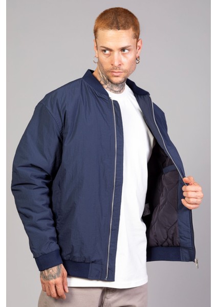Lacivert Regular Fit /krinkıl Kumaş Içi Kapitone Pilot Erkek Ceket (Ilkbahar-Sonbahar-Kış) modelleri