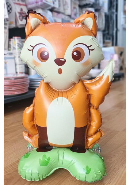 Ayaklı tilki folyo balon dik durabilen masa üstü boy balon