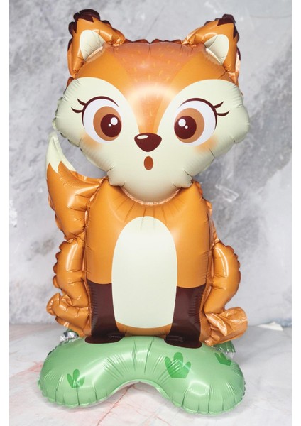 Ayaklı tilki folyo balon dik durabilen masa üstü boy balon modelleri