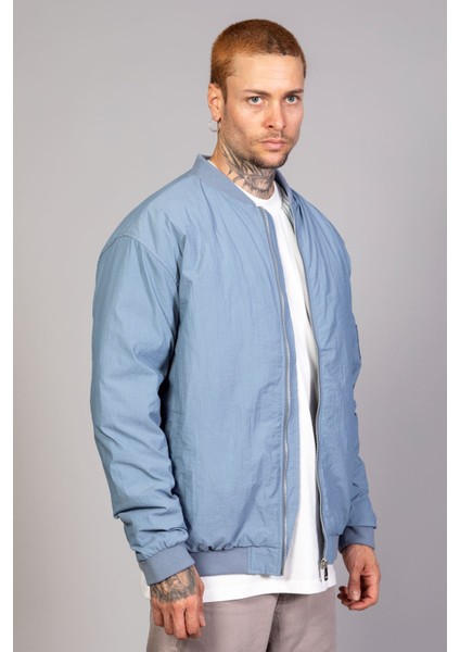 Indigo Regular Fit /krinkıl Kumaş Içi Kapitone Pilot Erkek Ceket (Ilkbahar-Sonbahar-Kış)