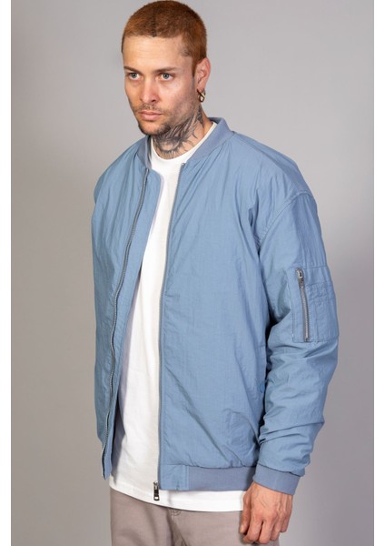 Indigo Regular Fit /krinkıl Kumaş Içi Kapitone Pilot Erkek Ceket (Ilkbahar-Sonbahar-Kış)