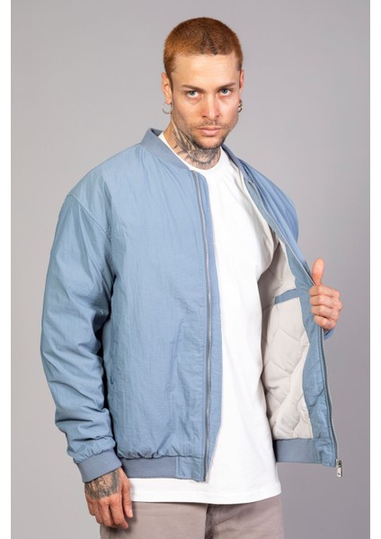 Indigo Regular Fit /krinkıl Kumaş Içi Kapitone Pilot Erkek Ceket (Ilkbahar-Sonbahar-Kış)