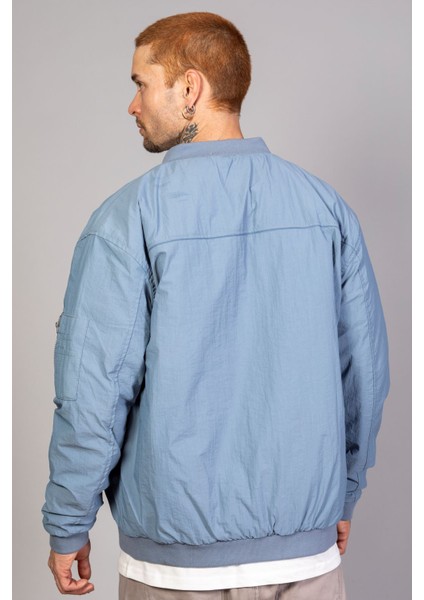 Indigo Regular Fit /krinkıl Kumaş Içi Kapitone Pilot Erkek Ceket (Ilkbahar-Sonbahar-Kış)