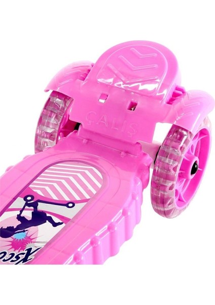 3 Silikon 3 Tekerlekli Frenli Çocuk Scooter 3 - 4 Yaş Pembe