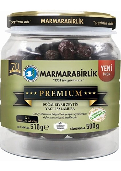 Premium Xl Siyah Zeytin 500 gr Cam Pet x 4 Adet