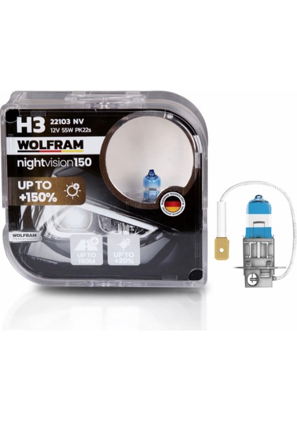 H3 Ampul Nv +%150 Fazla Işık Ve %20 Beyaz Işık 12V 55W