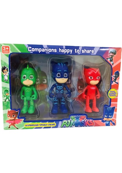 Pjmasks 3'lü Figür Set Pijamaskeliler Catboy Owlette Gekko Oyuncak Figür