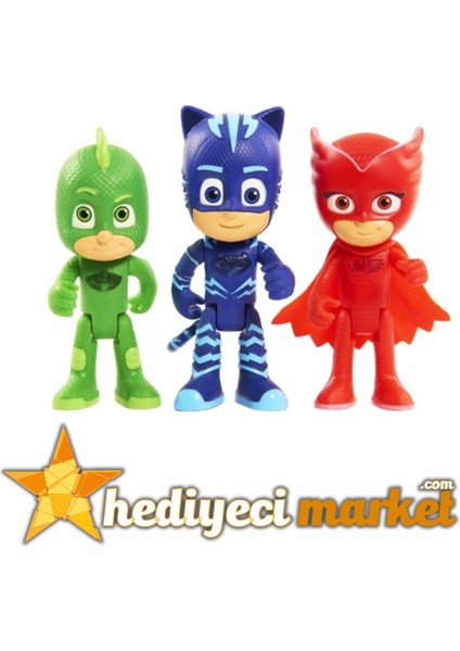 Pjmasks 3'lü Figür Set Pijamaskeliler Catboy Owlette Gekko Oyuncak Figür