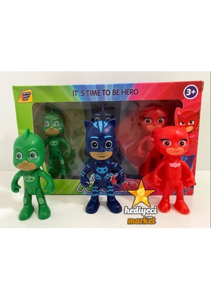 Pjmasks 3'lü Figür Set Pijamaskeliler Catboy Owlette Gekko Oyuncak Figür