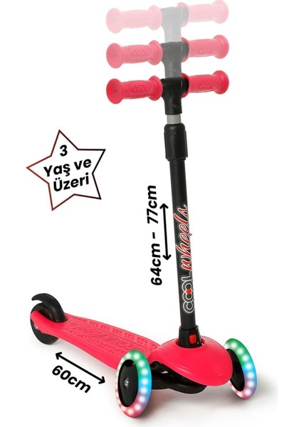 3 3 Toys - Dragon Işıklı Pembe Scooter - LED Işıklı Scooter - FR59458 3+ Yaş Pembe Pembe 3+ Yaş