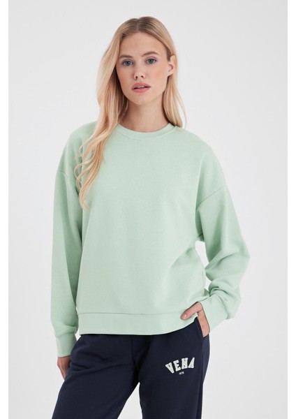 Kadın Rhona Ada Çayı Bisiklet Yaka Regular Fit 3 Iplik Sweatshirt
