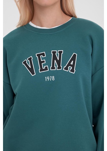Kadın Bisiklet Yaka Orman Logo Baskılı Pamuklu Sweatshirt fiyatları