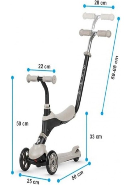 3 Sema 5 In 1 Çocuk Scooter 2+ Yaş Bej