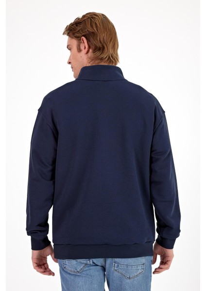 Erkek Bruce Lacivert Dik Yaka Yarım Fermuarlı Sweatshirt fırsatları