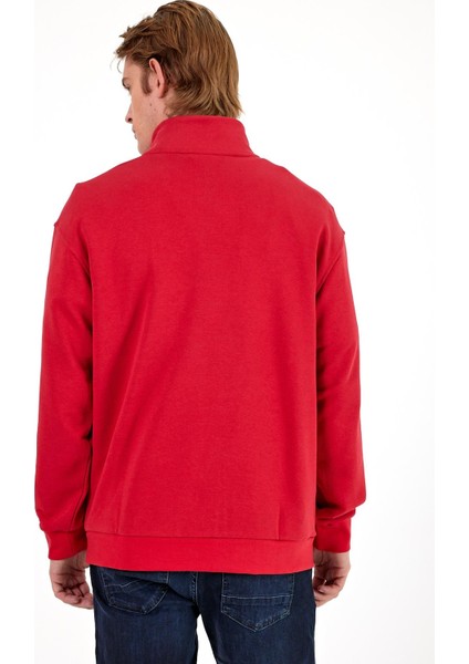 Erkek Bruce Vişne Dik Yaka Yarım Fermuarlı Sweatshirt fırsatları
