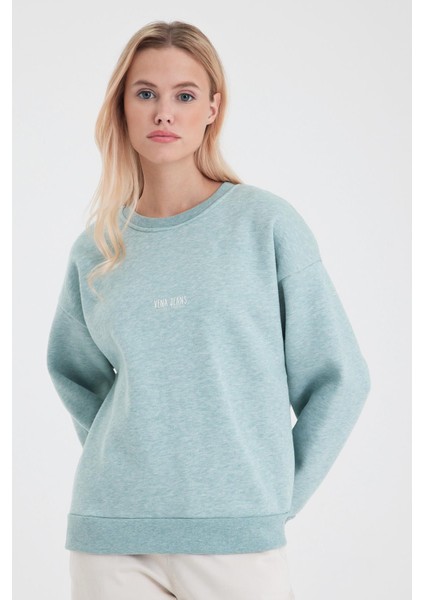 Kadın Cindy Mint Logo Baskılı Bisiklet Yaka Şardonlu Sweatshirt fiyatları