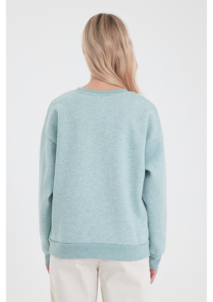 Kadın Cindy Mint Logo Baskılı Bisiklet Yaka Şardonlu Sweatshirt fırsatları