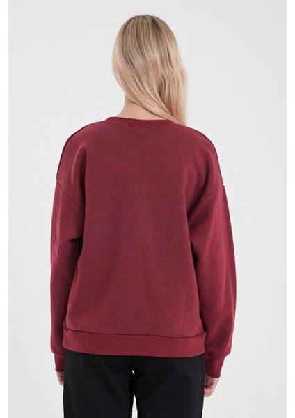 Kadın Cindy Bordo Logo Baskılı Bisiklet Yaka Şardonlu Sweatshirt fırsatları