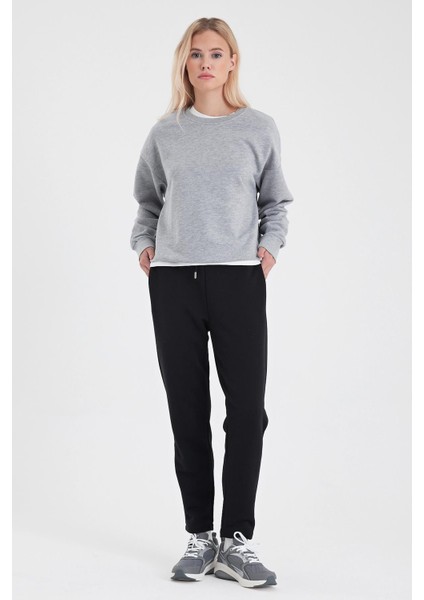 Kadın Rhona Gri Melanj Bisiklet Yaka Regular Fit 3 Iplik Sweatshirt
