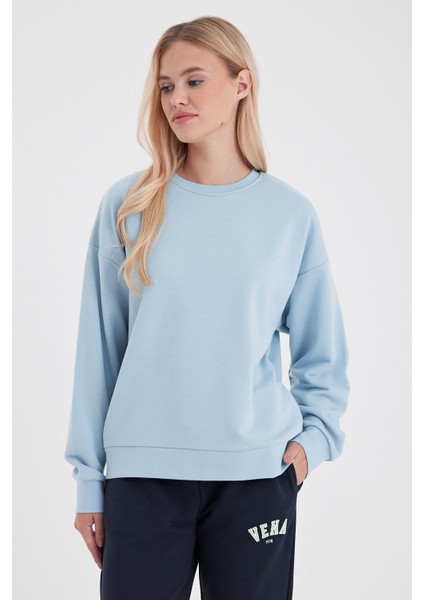 Kadın Rhona Gök Mavisi Bisiklet Yaka Regular Fit 3 Iplik Sweatshirt