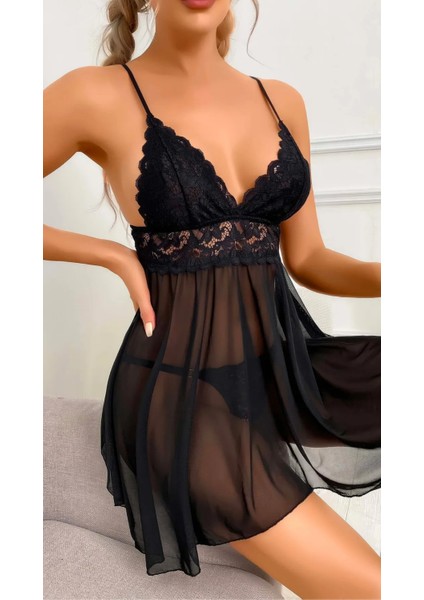 Siyah Çok Şık Özel Dantel Işlemeli Ince Kadın Kostümü fiyatları