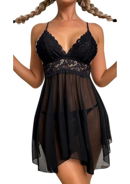 Siyah Çok Şık Özel Dantel Işlemeli Ince Kadın Kostümü modelleri