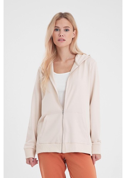 Kadın Gwen Taş Yanı Yırtmaçlı Fermuarlı Sweatshirt