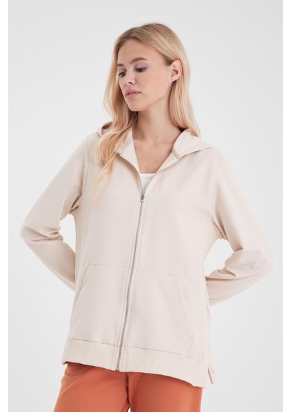 Kadın Gwen Taş Yanı Yırtmaçlı Fermuarlı Sweatshirt fiyatları