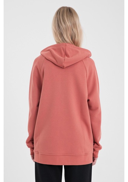 Kadın Grace Gül Kurusu Kapüşonlu Fermuarlı Regular Fit Basic Sweatshirt