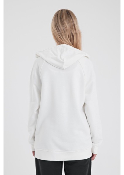Kadın Grace Fildişi Kapüşonlu Fermuarlı Regular Fit Basic Sweatshirt fırsatları