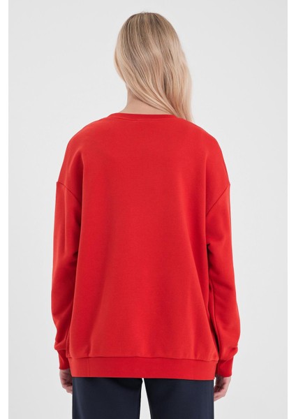 Kadın College Kırmızı Baskılı Sweatshirt fırsatları