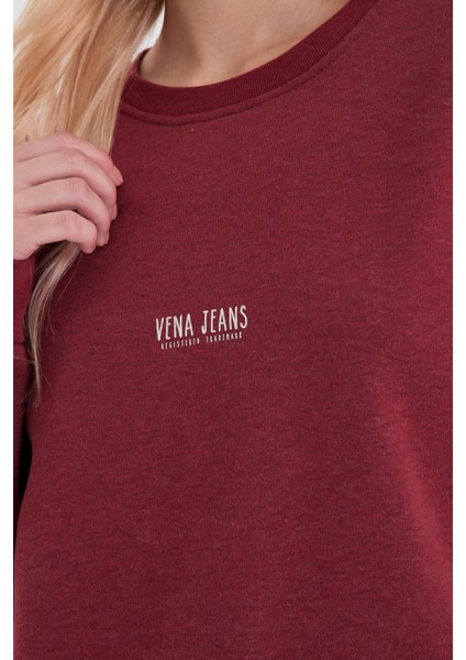 Kadın Cindy Bordo Logo Baskılı Bisiklet Yaka Şardonlu Sweatshirt modelleri