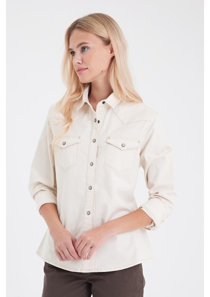 Kadın Sydney Off White Slim Fit Gömlek fiyatları