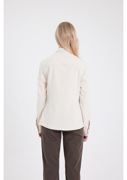 Kadın Sydney Off White Slim Fit Gömlek fırsatları
