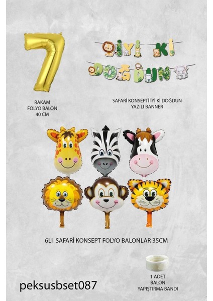Safari Temalı Doğum Günü Parti Seti Yaş Balonlu Bannerlı Doğum Günü Süsleme Seti fiyatları