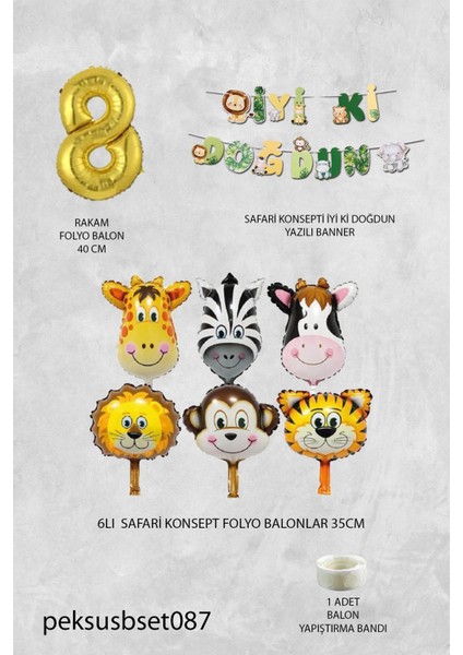 Safari Temalı Doğum Günü Parti Seti Yaş Balonlu Bannerlı Doğum Günü Süsleme Seti fiyatları