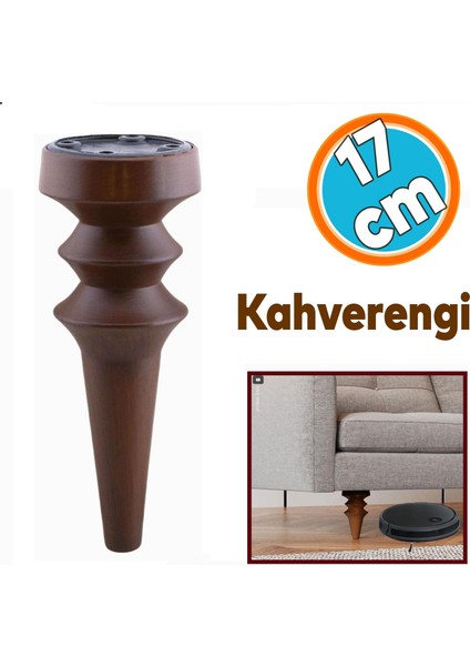 (4 Adet) Mobilya Yükseltici Kanepe Koltuk Tv Ünitesi Baza Ayağı Zigon Orta Sehpası Ayak Ayakları Ahşap Desen 17 cm