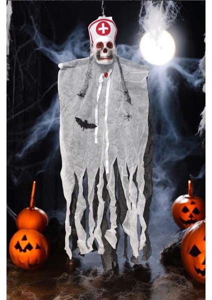 Halloween Kuru Kafa Hemşire İskelet Hayalet Asılabilir Parti Dekoru 140CM AST6749 fiyatları