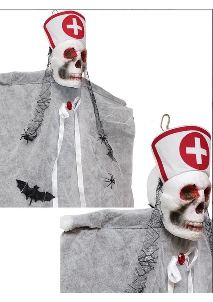 Halloween Kuru Kafa Hemşire İskelet Hayalet Asılabilir Parti Dekoru 140CM AST6749 modelleri