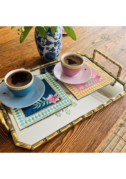 La Majorelle Uyumlu Pembe ve Yeşil Kokteyl Peçete ( 2 Adet )