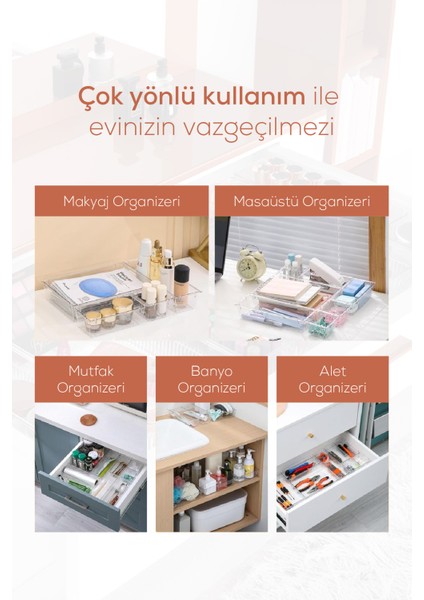 6lı Çekmece Içi - Dolap Içi Banyo Makyaj Takı Düzenleyici Organizer